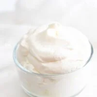 homemade whipped cream recipe in a glass dish ready to be served