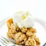gluten free apple crisp pie long image with text for Pinterest