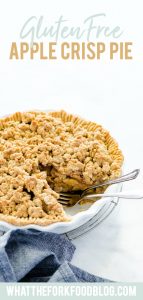 gluten free apple crisp pie long image with text for Pinterest