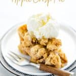 gluten free apple crisp pie image with text for Pinterest