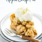 gluten free apple crisp pie image with text for Pinterest