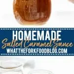 salted caramel sauce recipe collage image for Pinterest with text
