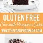 Gluten Free Chocolate Pumpkin Cake collage image with text for Pinterest