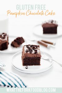 Gluten Free Chocolate Pumpkin Cake image with text for Pinterest