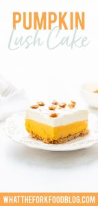 Gluten Free Pumpkin Lush Cake long image with text for Pinterest