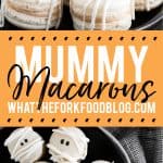 Mummy Macarons with Maple Cinnamon Filling collage image with text for Pinterest