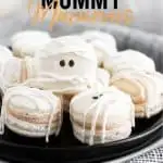 Mummy Macarons with Maple Cinnamon Filling image with text for Pinterest