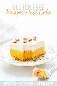 Gluten Free Pumpkin Lush Cake image with text for Pinterest