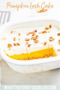 Gluten Free Pumpkin Lush Cake image with text for Pinterest