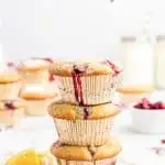 Gluten Free White Chocolate Cranberry Muffins image with text for Pinterest