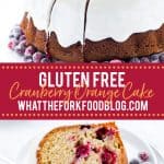 Gluten Free Cranberry Orange Bundt Cake collage image with text for Pinterest