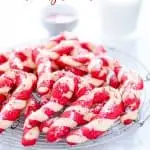 Festive Gluten Free Candy Cane Cookies image with text for Pinterest