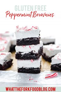 gluten free peppermint brownies image with text for Pinterest