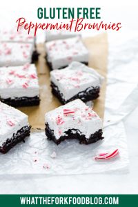 gluten free peppermint brownies image with text for Pinterest