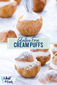Gluten Free Cream Puff Recipe collage image with text for Pinterest
