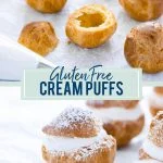 Gluten Free Cream Puff Recipe collage image with text for Pinterest