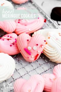 Heart Meringue Cookie Recipe image with text for Pinterest