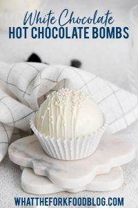 White Hot Chocolate Bombs image with text for Pinterest