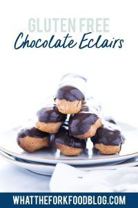 Classic Gluten Free Chocolate Eclair image with text for Pinterest