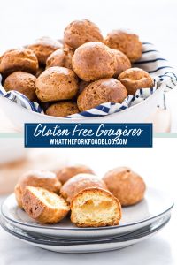 Gluten Free Gougères (Cheese Puff Recipe) collage image with text for Pinterest