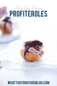Gluten Free Profiteroles image with text for Pinterest
