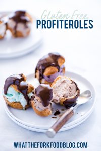Gluten Free Profiteroles image with text for Pinterest
