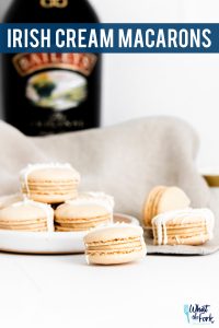 Baileys Irish Cream Macaron Recipe image with text for Pinterest