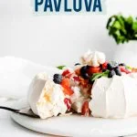 Classic Pavlova Recipe image with text for Pinterest