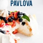 Classic Pavlova Recipe image with text for Pinterest