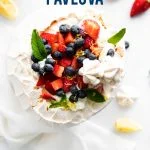 Classic Pavlova Recipe image with text for Pinterest