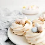 Easter Meringue Nests image with text for Pinterest