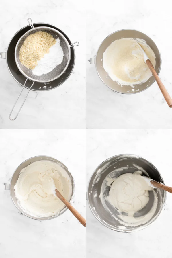 collage image of process images for making French Macarons