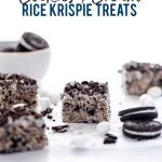 Gluten Free Cookies and Cream Rice Krispie Treats image with text for Pinterest