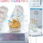 Gluten Free Confetti Cake Pop Recipe collage image with text for Pinterest