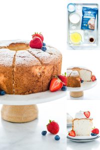 Simple Gluten Free Angel Food Cake Recipe collage image with text for Pinterest