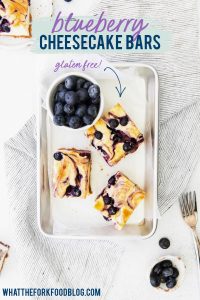 Gluten Free Blueberry Cheesecake Bars image with text for Pinterest