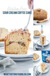 Gluten Free Sour Cream Coffee Cake Recipe collage image with text for Pinterest