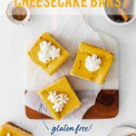 Gluten Free Pumpkin Cheesecake Bars image with text for Pinterest