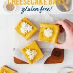 Gluten Free Pumpkin Cheesecake Bars image with text for Pinterest