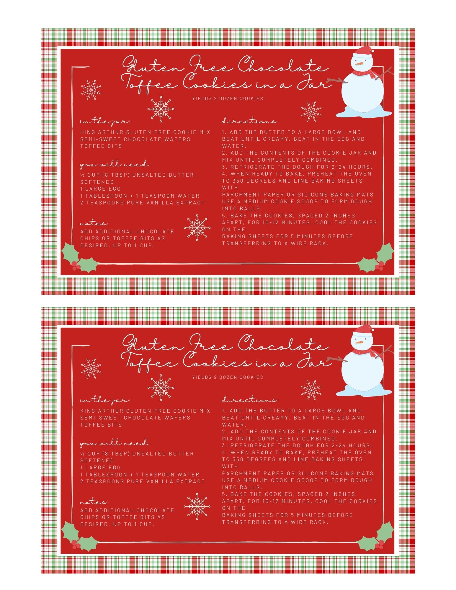 Printable Gift Tag and Recipe Card