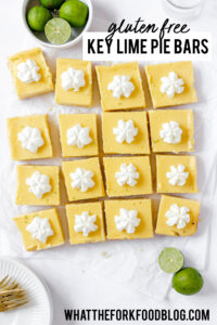 Gluten Free Key Lime Pie Bars image with text for Pinterest