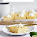 Gluten Free Key Lime Pie Bars image with text for Pinterest