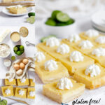Gluten Free Key Lime Pie Bars collage image with text for Pinterest
