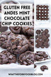 Gluten Free Andes Mint Chocolate Chip Cookies collage image with text for Pinterest