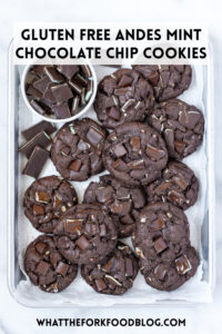 Gluten Free Andes Mint Chocolate Chip Cookies image with text for Pinterest
