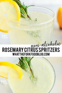 Non-Alcoholic Rosemary Citrus Spritzers collage image with text for Pinterest