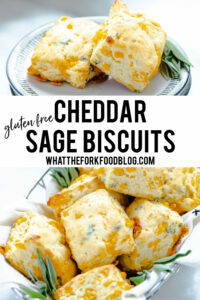 Gluten Free Cheddar Sage Biscuit Recipe collage image with text for Pinterest
