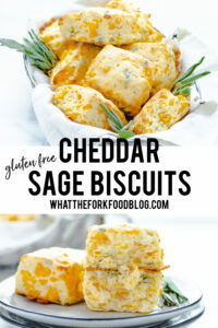 Gluten Free Cheddar Sage Biscuit Recipe collage image with text for Pinterest