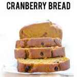 Gluten Free Pumpkin Cranberry Bread image with text for Pinterest