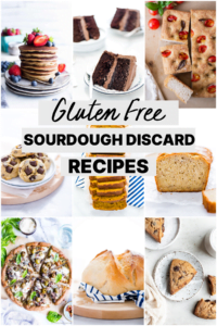 collage image of gluten free sourdough discard recipes with text for Pinterest